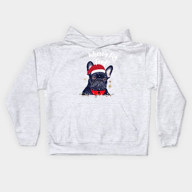 Adorable Blue French Bulldog Puppy in Christmas Costume Food Christmas Foodie Kids Hoodie by Mochabonk